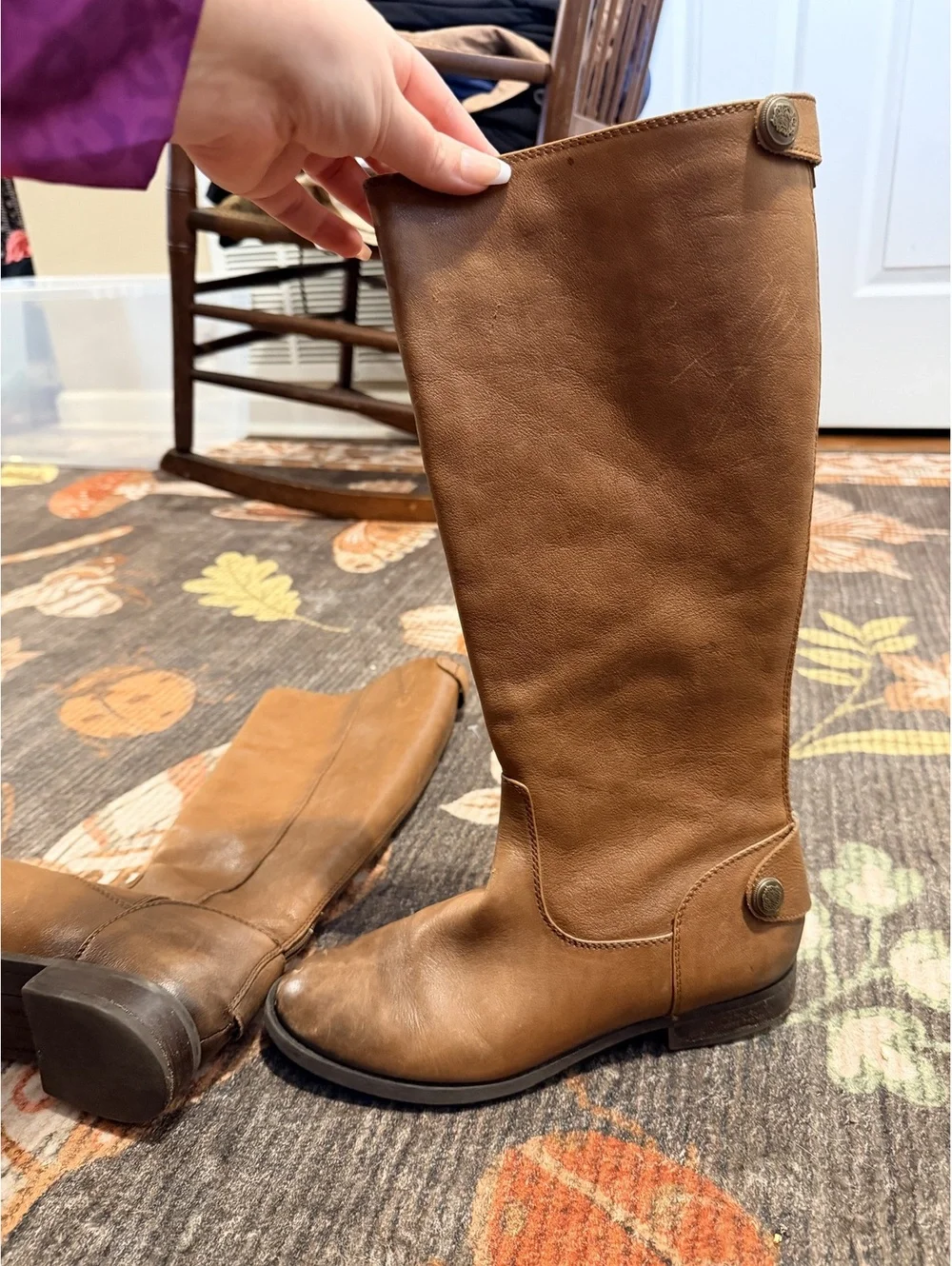Arturo Chiang Brown Leather Tall Riding Boots Women Size 8
